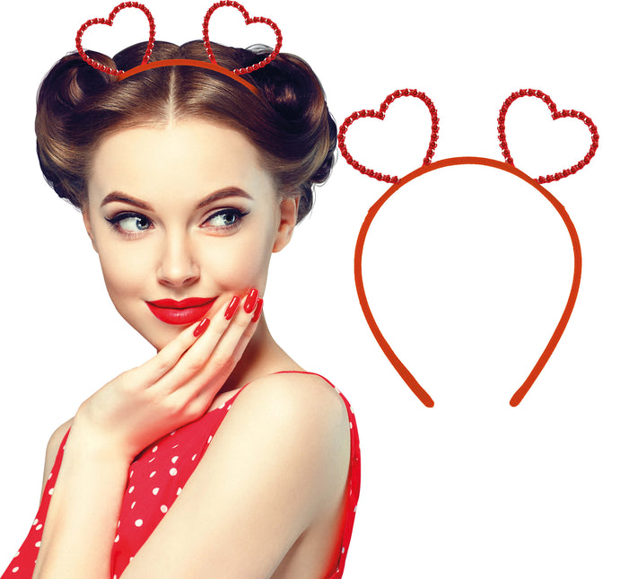 Diadema de corazones metálicos