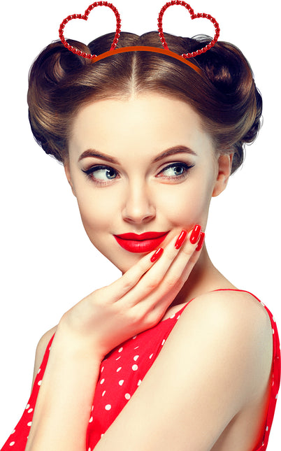 Diadema de corazones metálicos