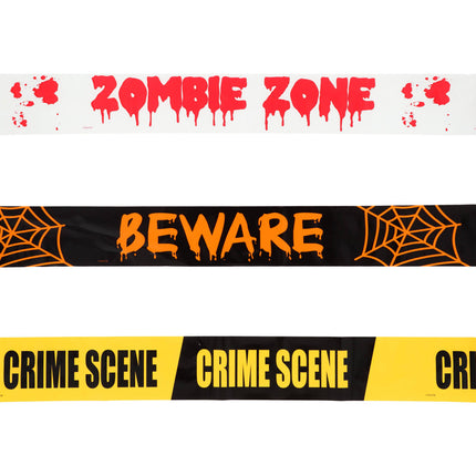 Cintas de señalización Escena del crimen-Cuidado-Zona zombie - 3 piezas