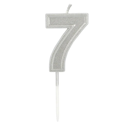 Vela Elegant «7» plateada con soporte (3 x 4,2 x 0,7 cm)