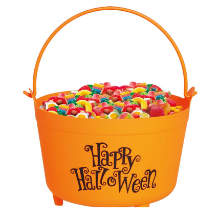 Cubo de caramelos naranja Happy Halloween 30cm