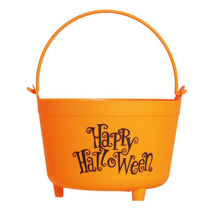 Cubo de caramelos naranja Happy Halloween 30cm