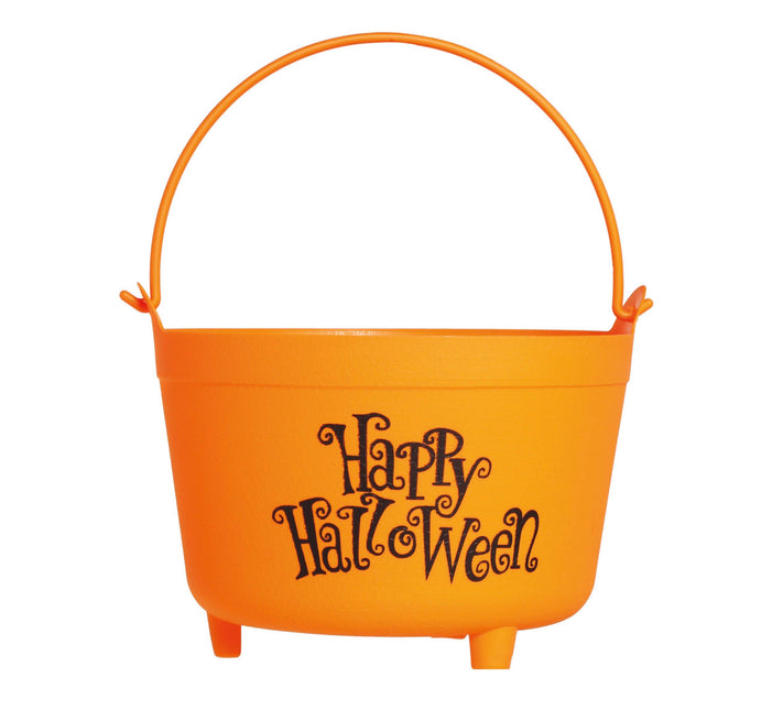 Cubo de caramelos naranja Happy Halloween 30cm