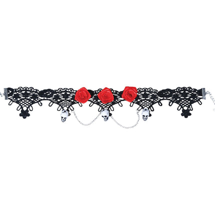 Halloween Collar Cabeza de Muerte Rosas