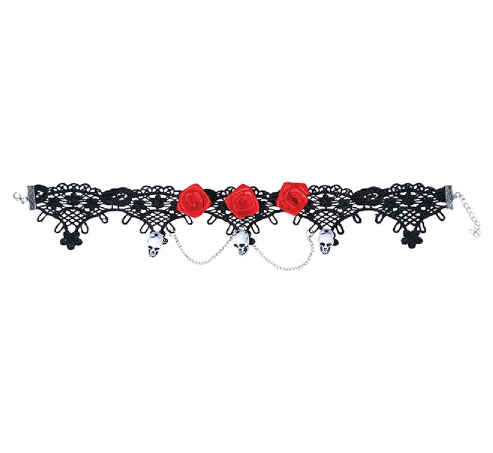 Halloween Collar Cabeza de Muerte Rosas