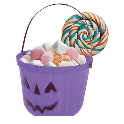 Cubo de caramelos de Halloween morado Calabaza 20cm