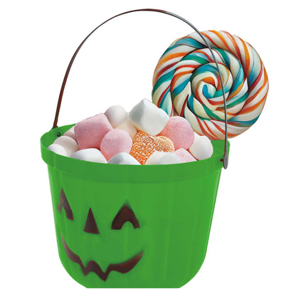 Cubo de caramelos de Halloween verde Calabaza 20cm