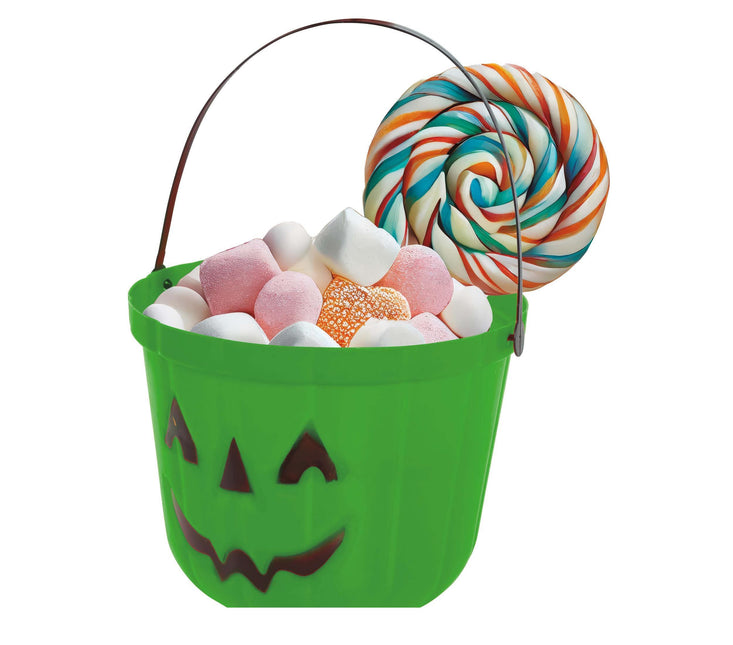 Cubo de caramelos de Halloween verde Calabaza 20cm