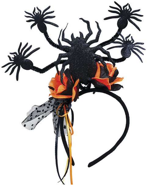 Diadema de Halloween Arañas y Flores