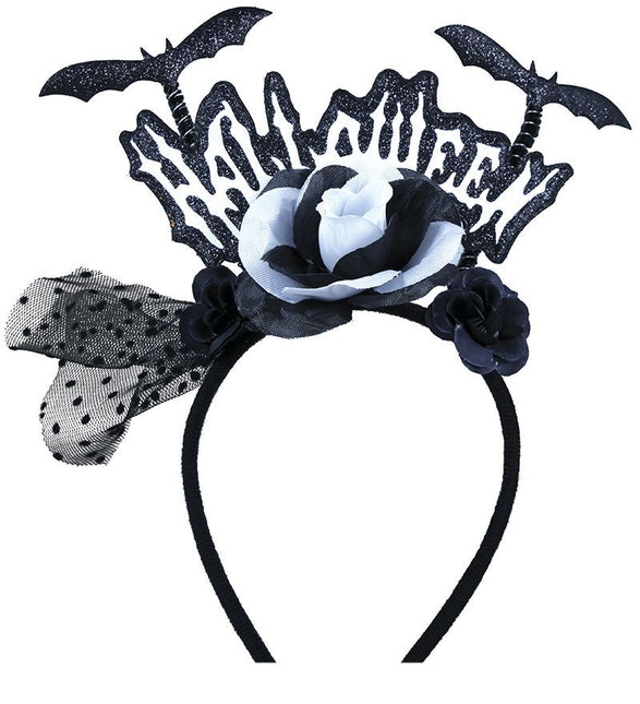 Diadema de Halloween Murciélagos de Halloween y Flor