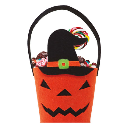 Cesta Halloween Calabaza Sombrero de Bruja 25cm