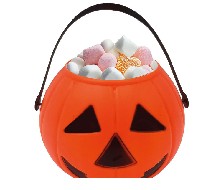 Cubo de caramelos naranja Halloween Calabaza 15cm