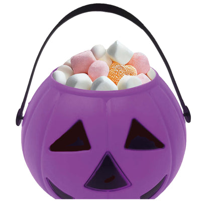 Cubo de caramelos de Halloween morado Calabaza 15cm