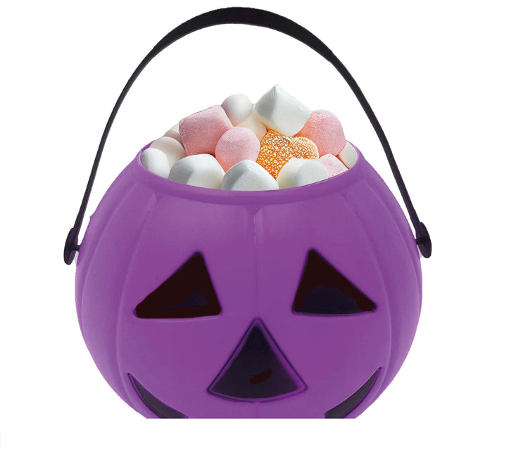 Cubo de caramelos de Halloween morado Calabaza 15cm