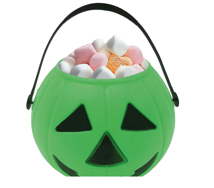 Cubo de caramelos de Halloween verde Calabaza 15cm
