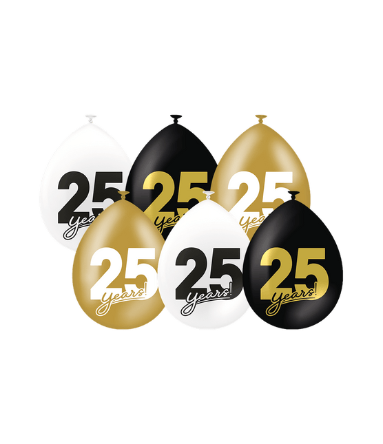 25 Jaar Ballonnen 30cm 6st - Partywinkel - 8716764241680