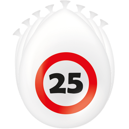 25 Jaar Ballonnen Verkeersbord 30cm - Partywinkel - 8716764235177