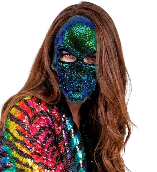Máscara de calavera con lentejuelas