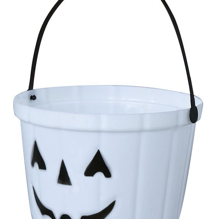 Cubo de calabaza de Halloween que brilla en la oscuridad