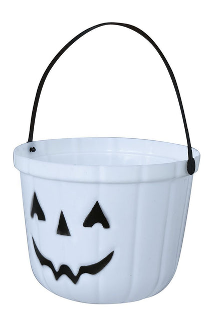 Cubo de calabaza de Halloween que brilla en la oscuridad