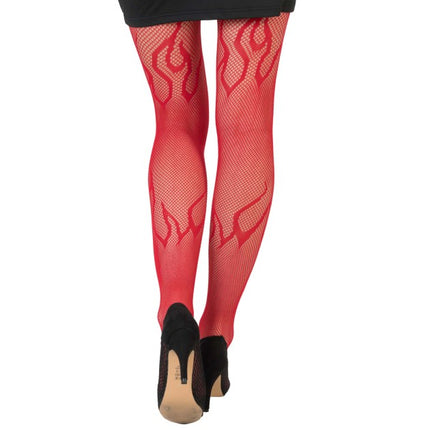Medias de red rojas con llamas