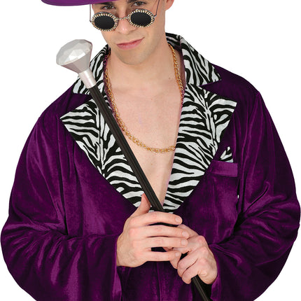 Bastón Plata Negra Pomo Diamante 85cm