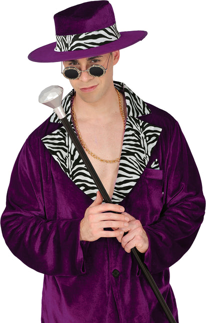 Bastón Plata Negra Pomo Diamante 85cm