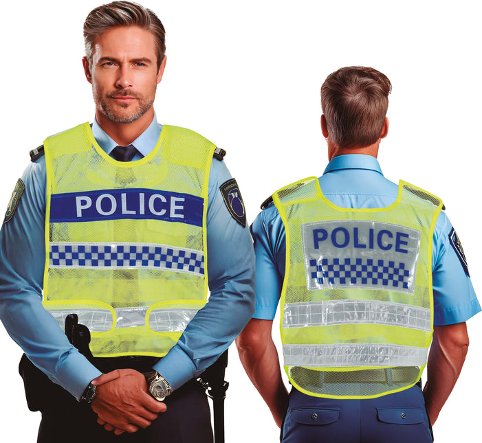 Chaleco amarillo de policía de tráfico, adulto