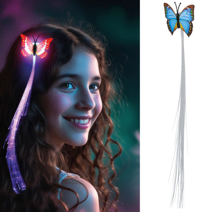33 cm fibra óptica, led, mechón con mariposa