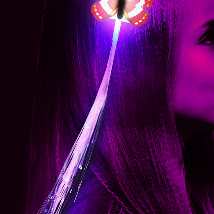 33 cm fibra óptica, led, mechón con mariposa