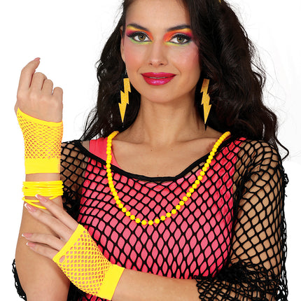 Neon 80S Juego de accesorios Amarillo 5 piezas
