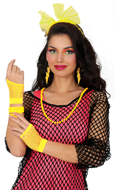 Neon 80S Juego de accesorios Amarillo 5 piezas