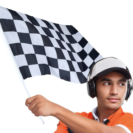 Bandera de Carrera Negra Blanca 45x30 cm