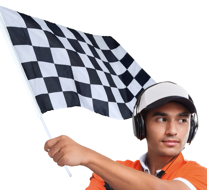 Bandera de Carrera Negra Blanca 45x30 cm