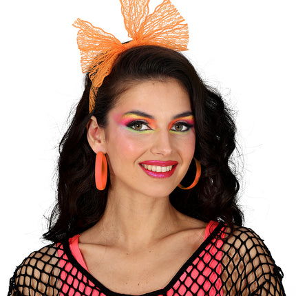 Pendientes de aro de neón naranja