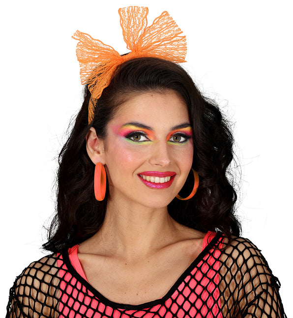 Pendientes de aro de neón naranja