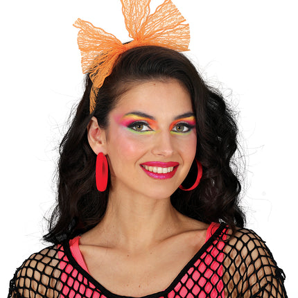 Pendientes de aro de neón rojo