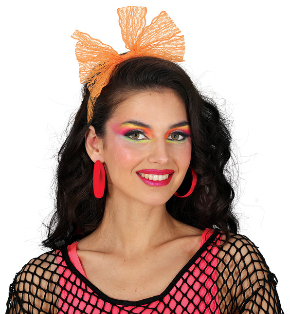 Pendientes de aro de neón rojo