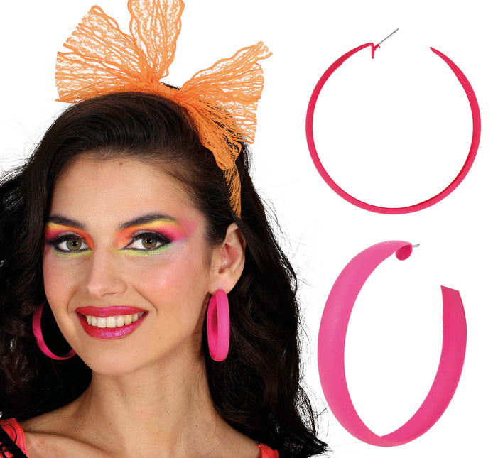 Pendientes de aro de neón