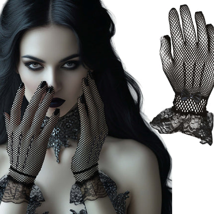 Guantes negros de encaje