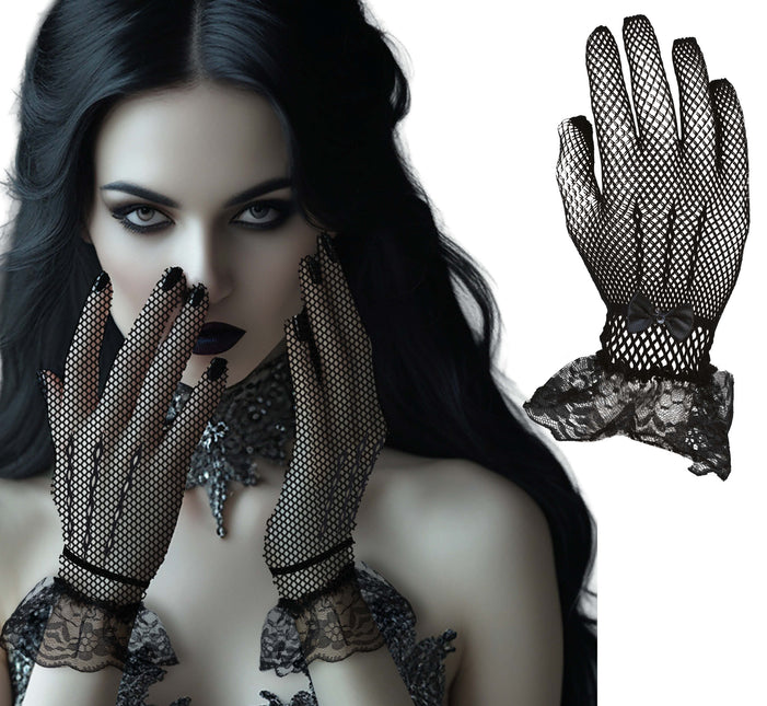 Guantes negros de encaje