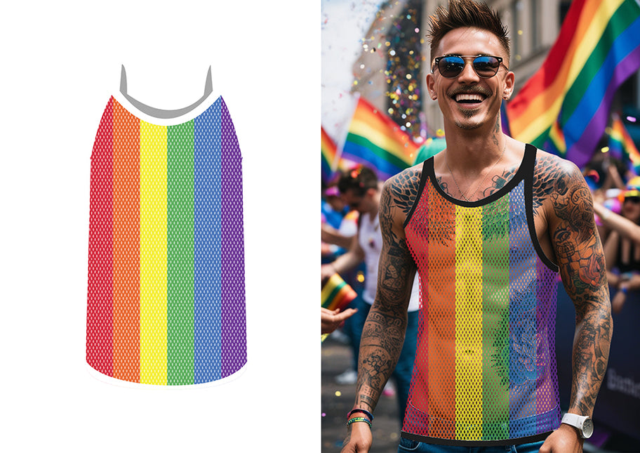 Camiseta de malla arco iris