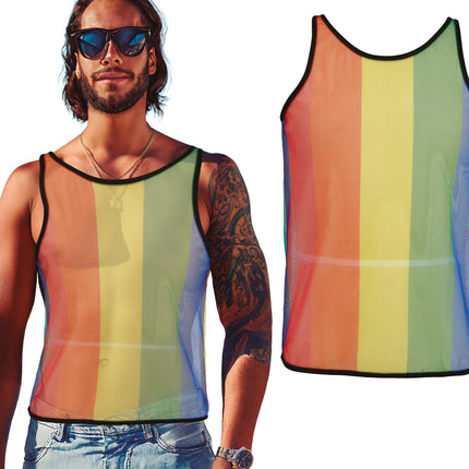 Camiseta de malla arco iris