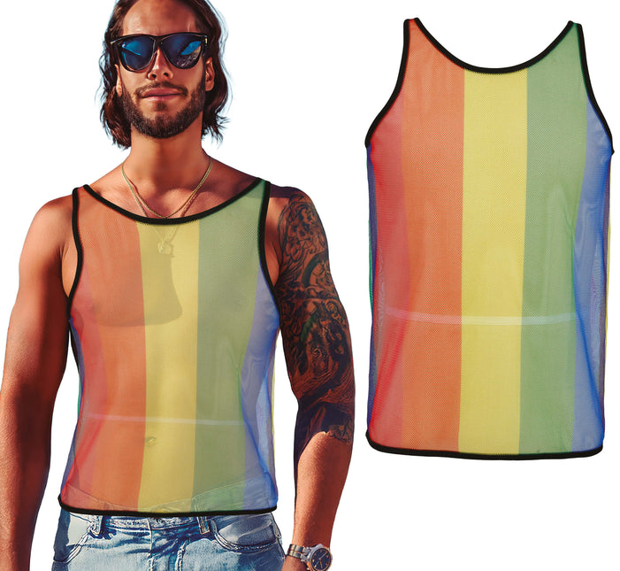 Camiseta de malla arco iris