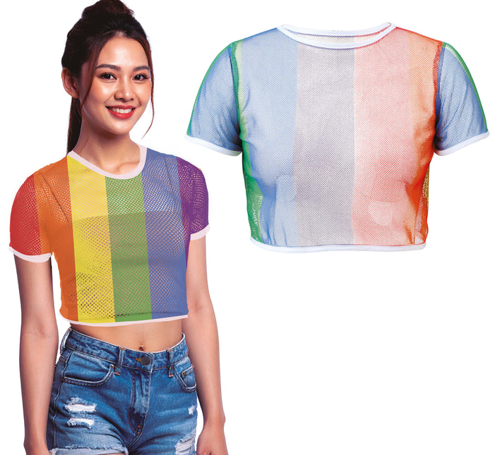 Camiseta de malla arco iris
