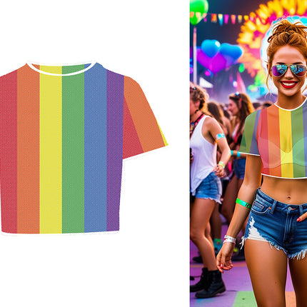 Camiseta de malla arco iris