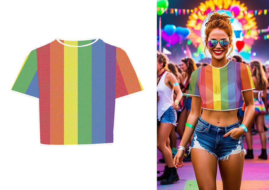 Camiseta de malla arco iris