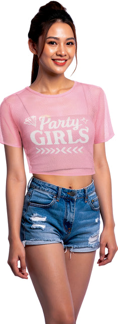 Camiseta de rejilla para chicas fiesteras