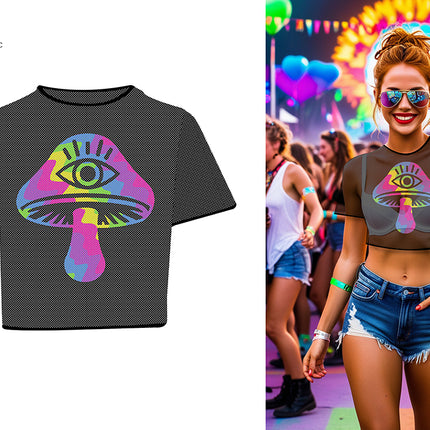 Camiseta de rejilla Setas