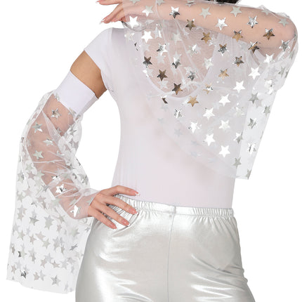 Disco 70S Mangas Mariposa Estrellas Plateadas